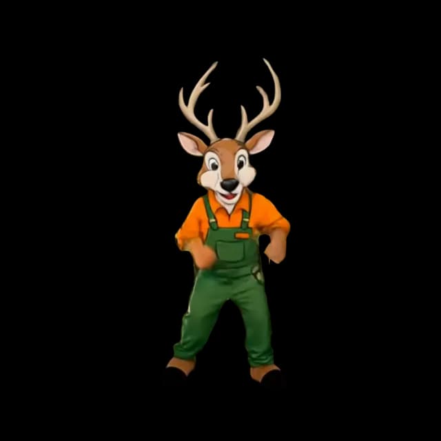 Southern Buck Lawn deer mascot in overalls